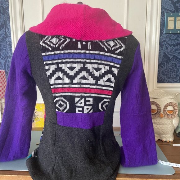 Preloved Cardigan; Reclaimed wool patchwork boho eco - Medium/Large - Picture 4 of 12